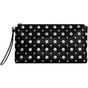 Luxurious Ayla Studded Clutch - Black Nappa Purse with Signature Fringe Pull